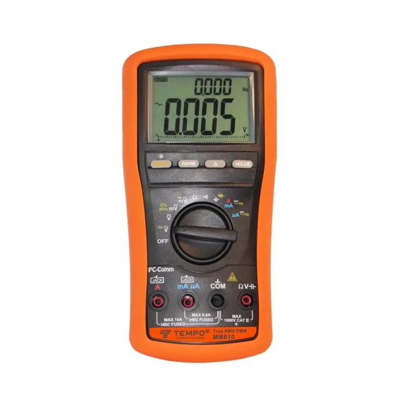 Tempo Handheld Digital Multimeter True RMS, 10 A AC, 6 mA DC, 1 kV AC MM810