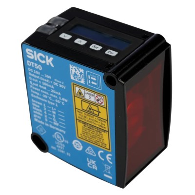 SICK Distance Sensor Block Sensor 200 mm to 10 m Detection Range PNP NO Output IP65, Die Cast Zinc Housing DT50-P1113