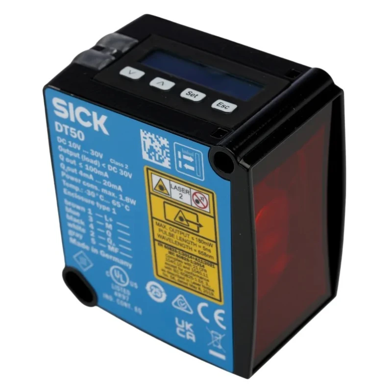 SICK Distance Sensor Block Sensor 200 mm to 10 m Detection Range PNP NO Output IP65, Die Cast Zinc Housing DT50-P1113