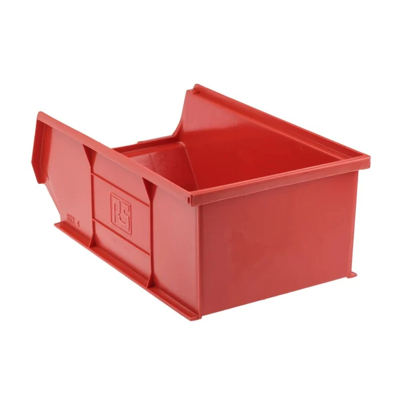RS PRO Polypropylene Storage Bin, 350 mm x 205 mm x 130 mm, Red 484-4078