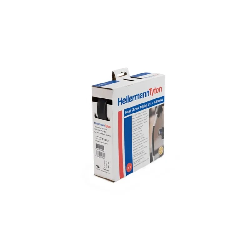 HellermannTyton Halogen Free Heat Shrink Tubing Black 6 mm Sleeve Diameter x 5m Length 3:1 308-10600 HIS-A-6/2-PO-X-BK