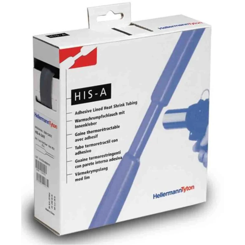 HellermannTyton Halogen Free Heat Shrink Tubing Black 6 mm Sleeve Diameter x 5m Length 3:1 308-10600 HIS-A-6/2-PO-X-BK