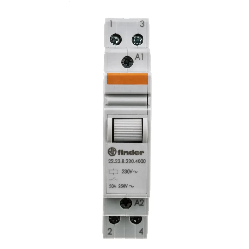 Finder DIN Rail Power Relay, 230V AC Coil Voltage, 20A Switching Current, Silver Alloy Contact Material 22.23.8.230.4000