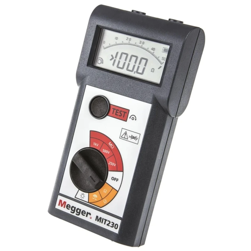 Megger Insulation & Continuity Tester, Digital LCD Display, 250V Min, 1000V DC Max, CAT III Safety MIT230