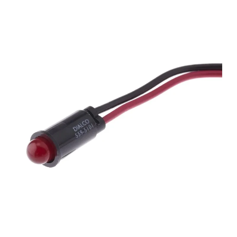 Dialight Red Diffused LED Panel Mount Indicator 559 Series 6.4 mm Mount Hole Size Lead Wire Termination 2.1V 559-5101-007F