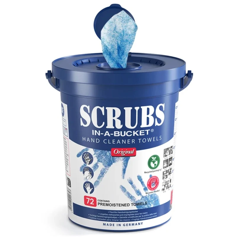 SCRUBS® Wet Hand Wipes Bucket of 72 Pre-Soaked Single Use Cleaning Wipes 042272