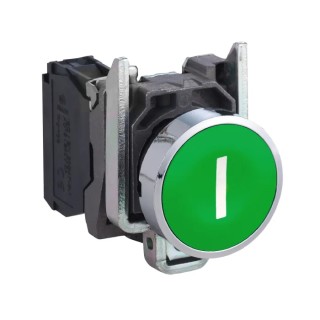Schneider Electric Harmony XB4 Series Push Button Switch, Spring Return, Panel Mount, 22 mm Cutout, SPST, Green XB4BA3311