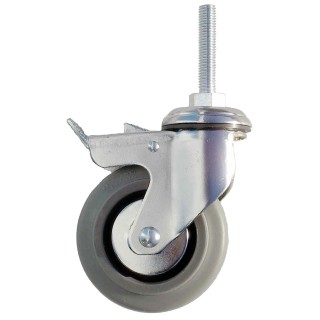 Guitel Hervieu Braked Swivel Castor 125 mm Wheel Diameter, 90 kg Load Capacity, Rubber Wheel, Chrome Plated 155321420