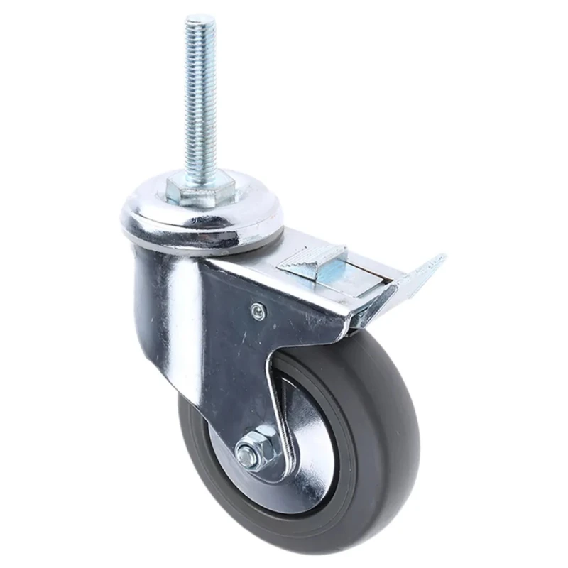 Guitel Hervieu Braked Swivel Castor 80 kg Capacity 100 mm Wheel Rubber 155311420