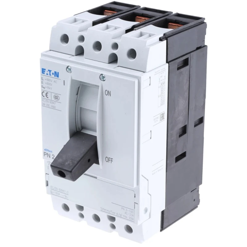 Eaton NZM Molded Case Circuit Breaker 3-Pole 160A 690V AC Thermal Magnetic Lever Actuator Fixed Mount 266005 PN2-160