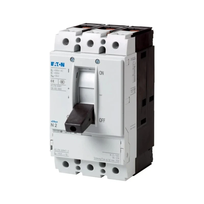 Eaton NZM Molded Case Circuit Breaker 3-Pole 160A 690V AC Thermal Magnetic Lever Actuator Fixed Mount 266005 PN2-160