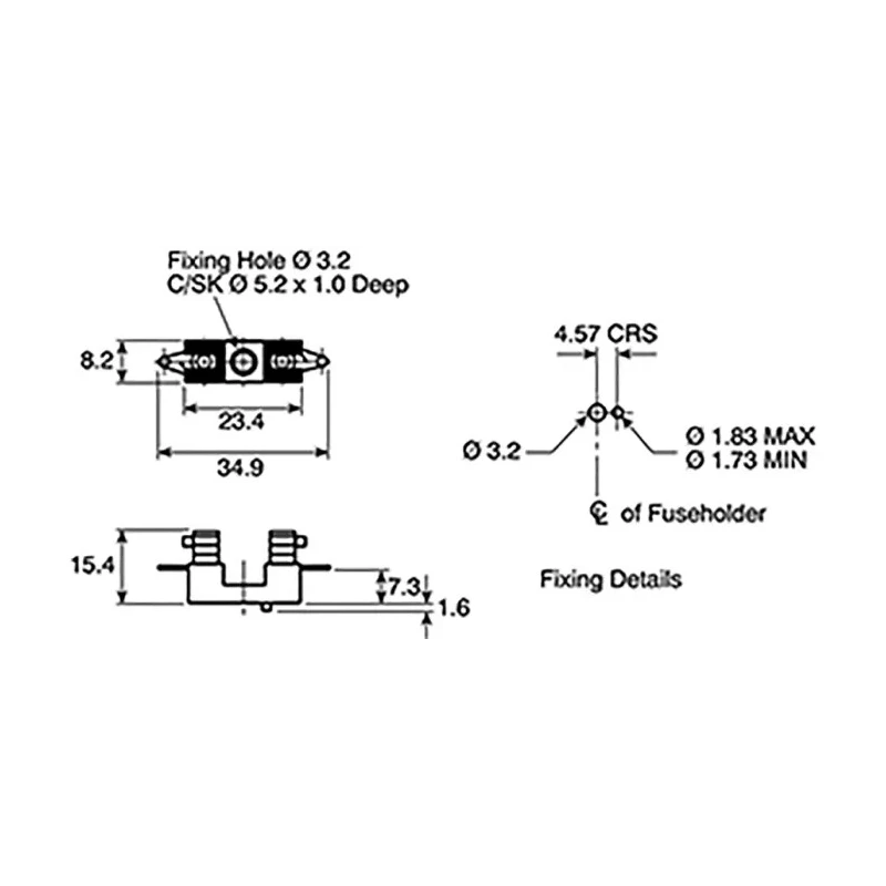 Bulgin 6.3A Base Mount Fuse Holder, 1P-Pole for 5 x 20 mm Fuse, 250V AC FX0360