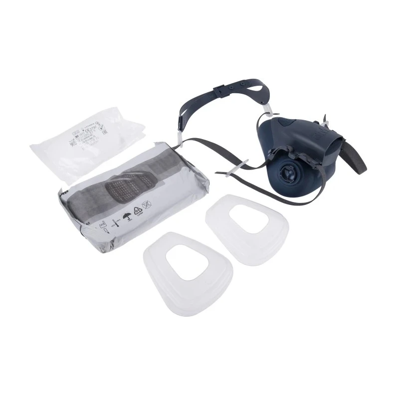 3M 7500 Series Half Mask Respirator Mask Size M Hypoallergenic Silicone Blue Grey 7523M