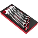 Facom 5-Piece Combination Wrench Set 27-29-30-32-34 mm, Ring Spanner, Satin Chrome Finish MODM.440-2PB