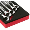 Facom 5-Piece Combination Wrench Set 27-29-30-32-34 mm, Ring Spanner, Satin Chrome Finish MODM.440-2PB