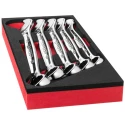 Facom 5-Piece Combination Wrench Set 27-29-30-32-34 mm, Ring Spanner, Satin Chrome Finish MODM.440-2PB
