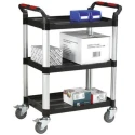 RS PRO 3 Shelf Aluminium Rubber Trolley with Brakes, 630 mm Platform Length, 150 kg Load Capacity, 424 mm Platform 669-3759