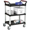 RS PRO 3 Shelf Aluminium Rubber Trolley with Brakes, 630 mm Platform Length, 150 kg Load Capacity, 424 mm Platform 669-3759