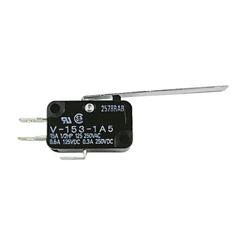 Omron Long Hinge Lever Micro Switch, Tab Terminal, 100mA, 250V AC, SPDT, IP40 VX-013-1C23
