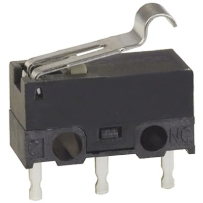 Omron Ultra Subminiature Simulated Roller Lever Micro Switch, PCB Terminal, 1A, 30V DC, SPDT, IP40 D2F-FL3-T