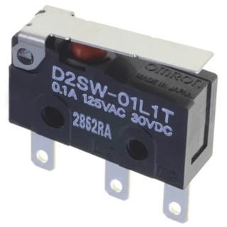 Omron Sealed Subminiature Hinge Lever Micro Switch, Tab Terminal, 100mA, 30 V dc, SPDT, IP67 D2SW-01L1T