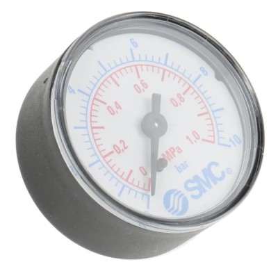 SMC 50 mm White Dial Plastic Case Threaded Pressure Gauge G 1/8 Back Entry 1 MPa K8-10-50