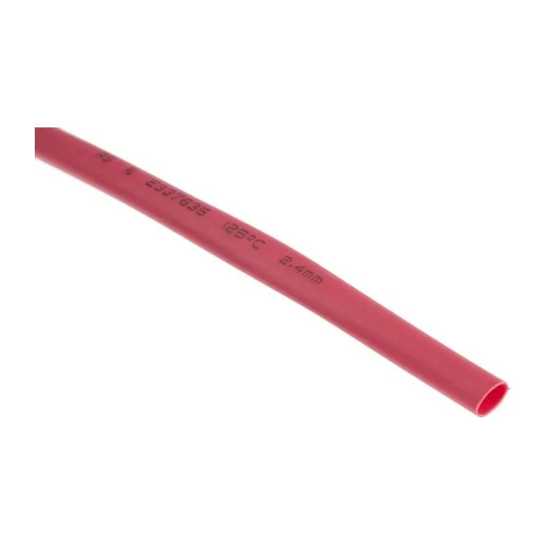 RS PRO Flexible Polyolefin Heat Shrink Tubing Red 2.4 mm Sleeve Diameter, 10m Length, 2:1 Shrink Ratio 700-4670