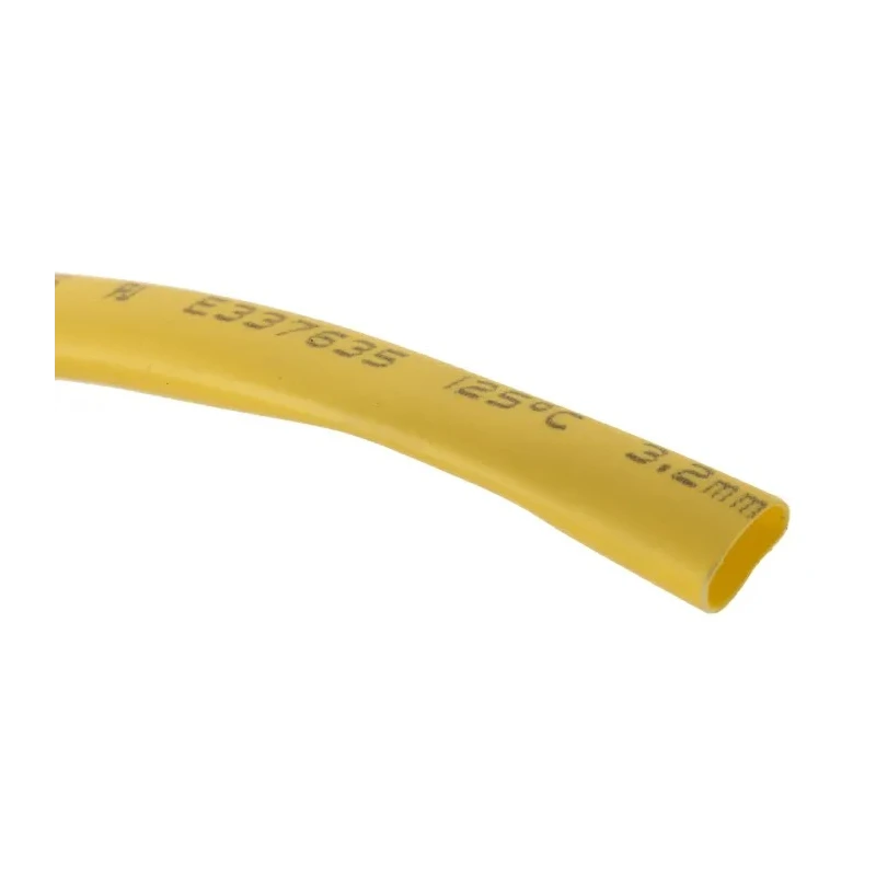 RS PRO Heat Shrink Tubing Yellow 3.2 mm Sleeve Diameter x 10 m Length 2:1 Shrink Ratio 700-4703