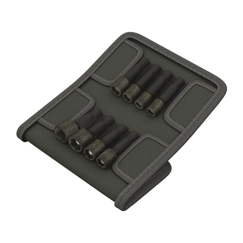 Wera 8-Piece 1/4 in Bit Socket Set Chrome Vanadium Steel Chrome Finish Hex Drive 50mm Length 05073495001