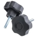 RS PRO Black Polypropylene Multiple Lobes Clamping Knob M6 Threaded Stud 702-7572