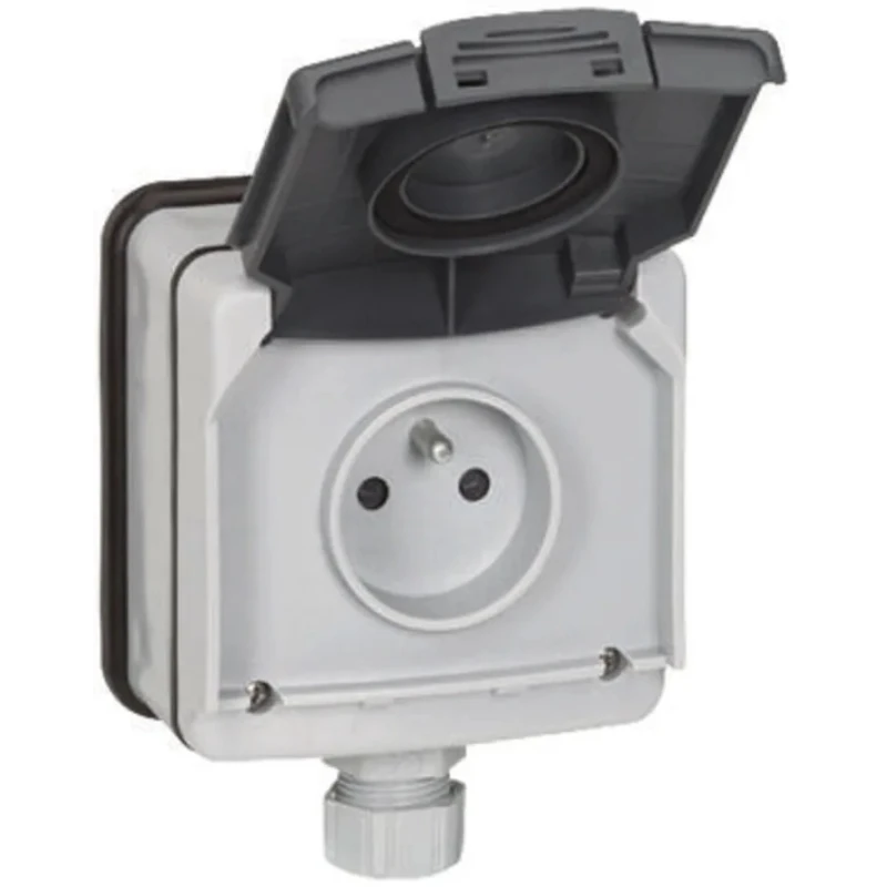 Legrand 16A Grey Plug Socket Plexo66 Indoor & Outdoor French P00 904 66