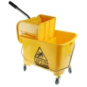 RS PRO 20L Plastic Yellow Mop Bucket with Handle Wheeled Wringer 705-6265
