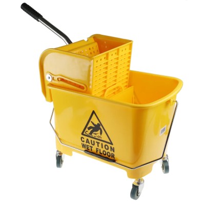 RS PRO 20L Plastic Yellow Mop Bucket with Handle Wheeled Wringer 705-6265