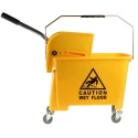 RS PRO 20L Plastic Yellow Mop Bucket with Handle Wheeled Wringer 705-6265