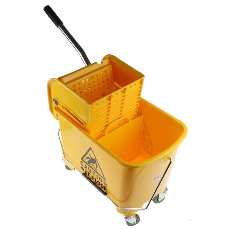 RS PRO 20L Plastic Yellow Mop Bucket with Handle Wheeled Wringer 705-6265