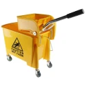 RS PRO 20L Plastic Yellow Mop Bucket with Handle Wheeled Wringer 705-6265