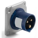 RS PRO Industrial Power Connector Blue Panel Mount Straight Male 16A 200-250V IP44 IP44