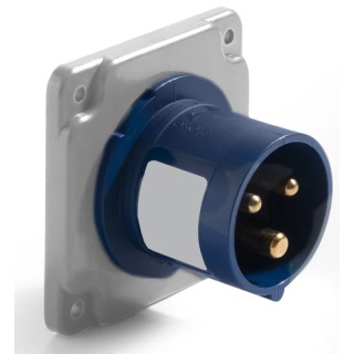 RS PRO Industrial Power Connector Blue Panel Mount Straight Male 16A 200-250V IP44 IP44
