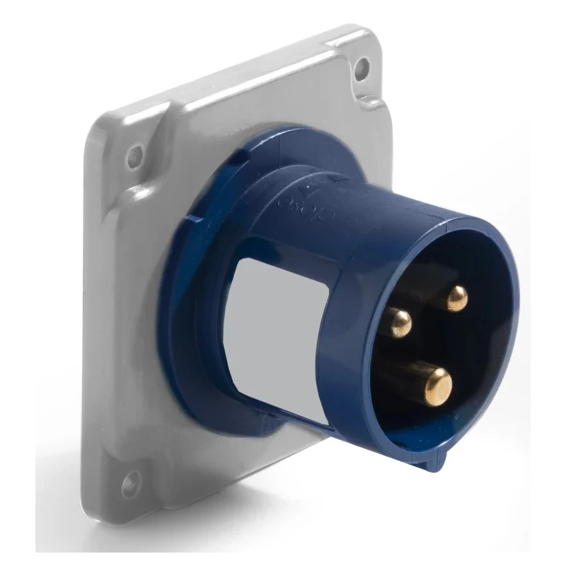 RS PRO Industrial Power Connector Blue Panel Mount Straight Male 16A 200-250V IP44 IP44
