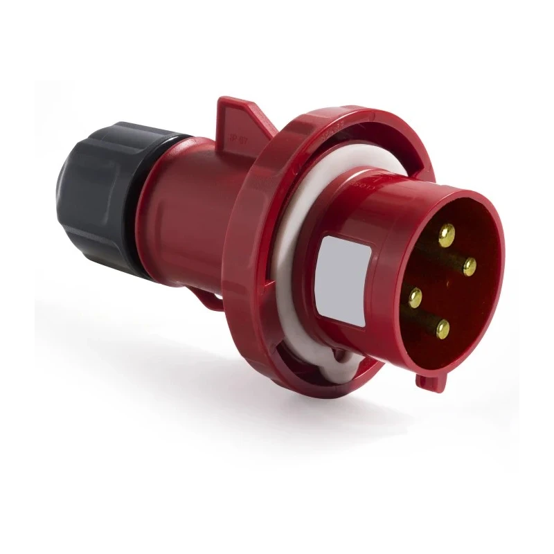 RS PRO Industrial Power Connector Red IP67 Cable Mount Straight 32A 380V 415V IP67