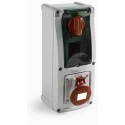 RS PRO Industrial Power Connector Surface Mount 32A 400V IP44 Red 5P (3P+N+T) IP44