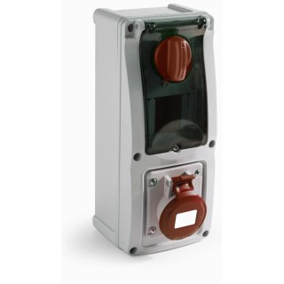 RS PRO Industrial Power Connector Surface Mount 32A 400V IP44 Red 5P (3P+N+T) IP44