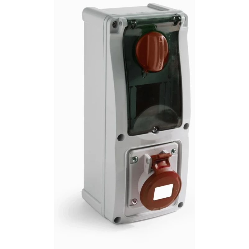 RS PRO Industrial Power Connector Surface Mount 32A 400V IP44 Red 5P (3P+N+T) IP44