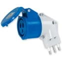 RS PRO Industrial Power Connector Adapter 16A, 230V, IP20 Blue, 2P+T Type L IP20