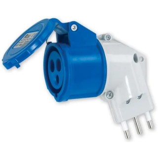 RS PRO Industrial Power Connector Adapter 16A, 230V, IP20 Blue, 2P+T Type L IP20