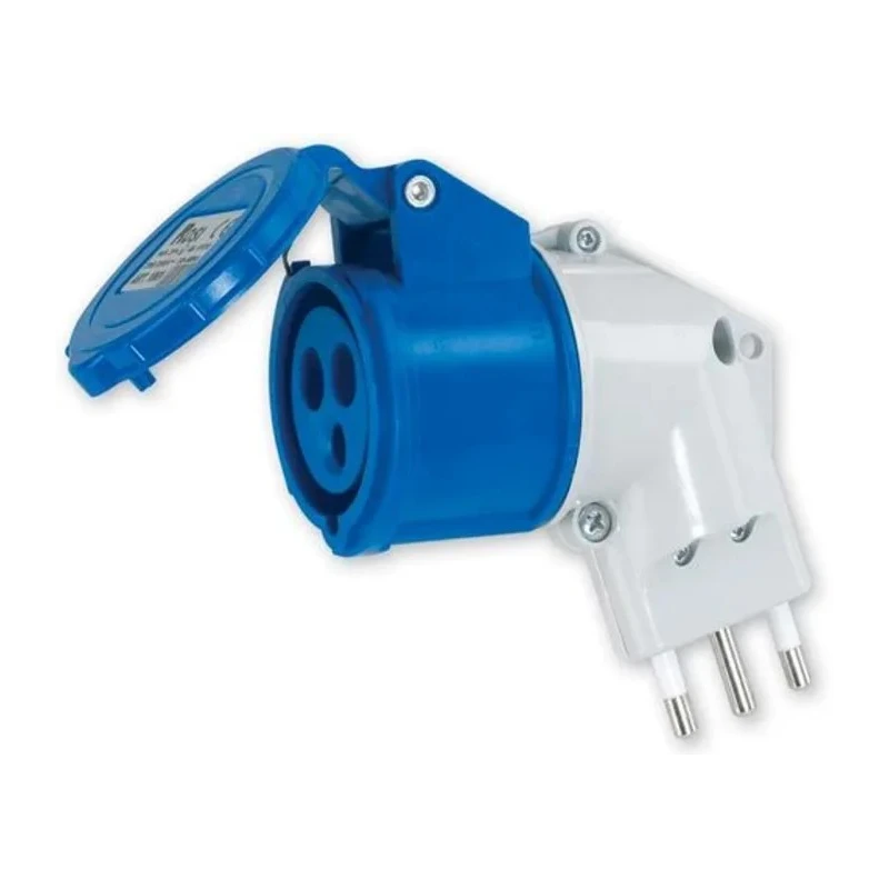 RS PRO Industrial Power Connector Adapter 16A, 230V, IP20 Blue, 2P+T Type L IP20