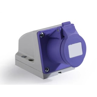 RS PRO Industrial Power Connector, Wall Mount, 2 Pole, 16A, 25V, IP44 Purple IP44