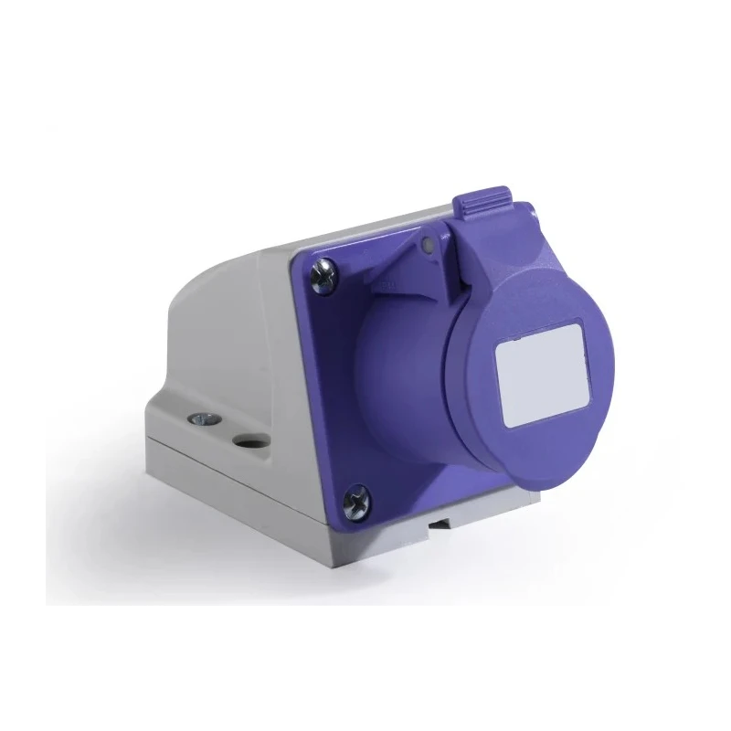 RS PRO Industrial Power Connector, Wall Mount, 2 Pole, 16A, 25V, IP44 Purple IP44