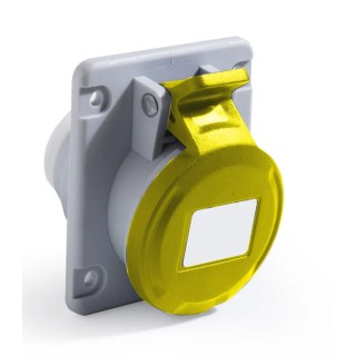RS PRO Industrial Power Connector 32A 130V IP44 Yellow Panel Mount 2P+T IP44