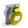 RS PRO Industrial Power Connector 32A 130V IP44 Yellow Panel Mount 2P+T IP44